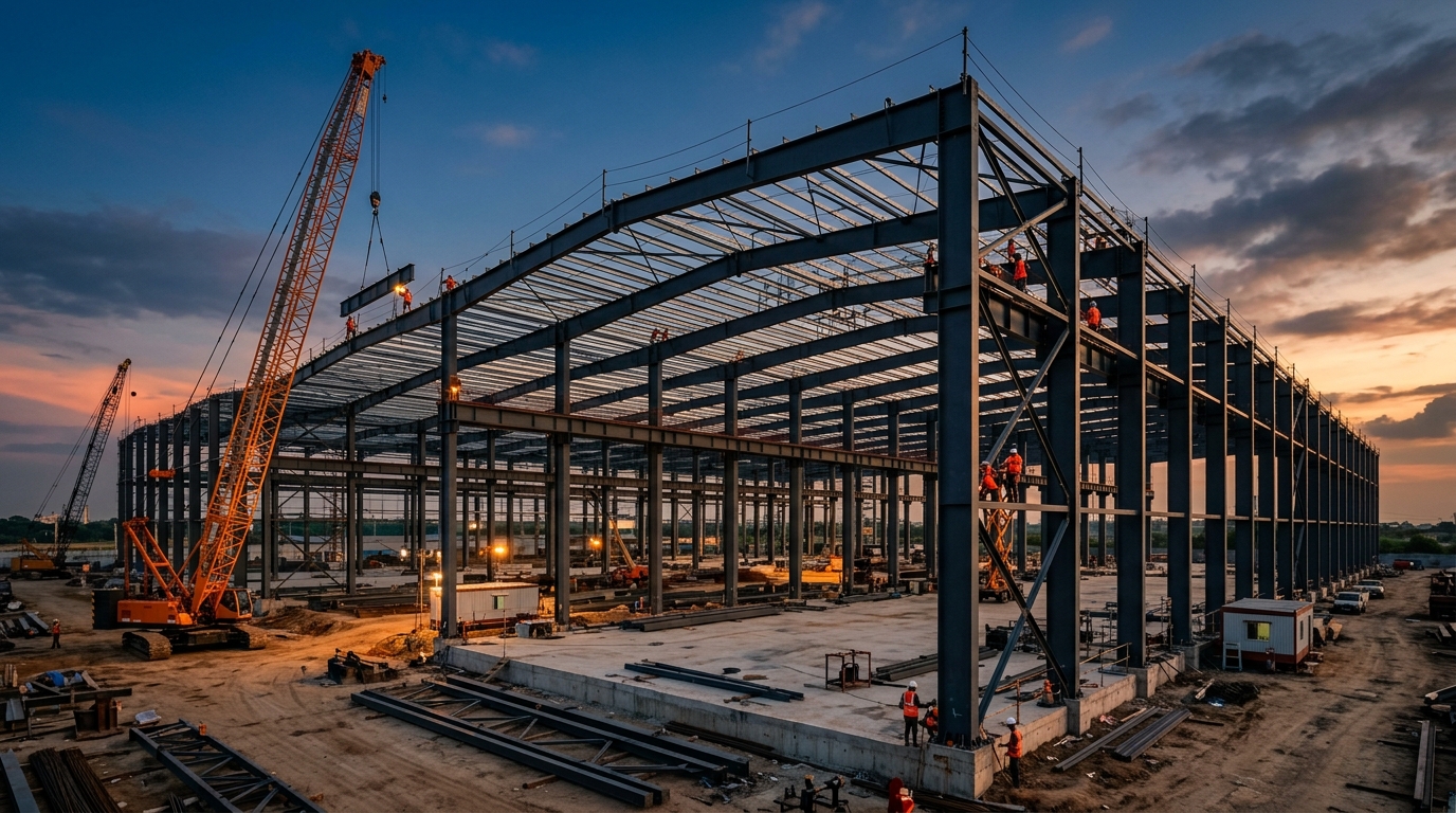 Steel PEB Structure Under Erection by OS Steel Corporation